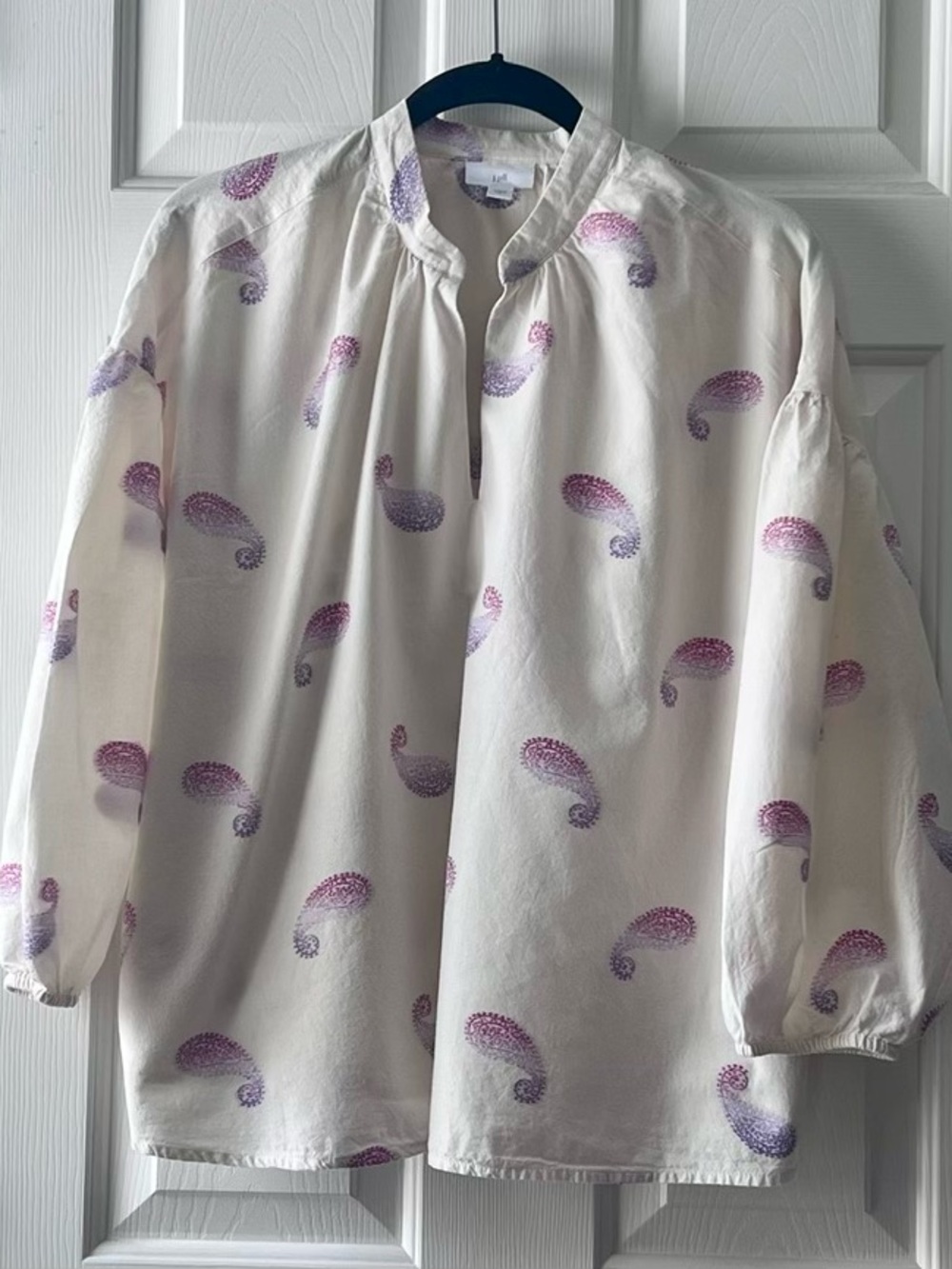 J. Jill Cream Blouse with Pink and Purple Paisley Print